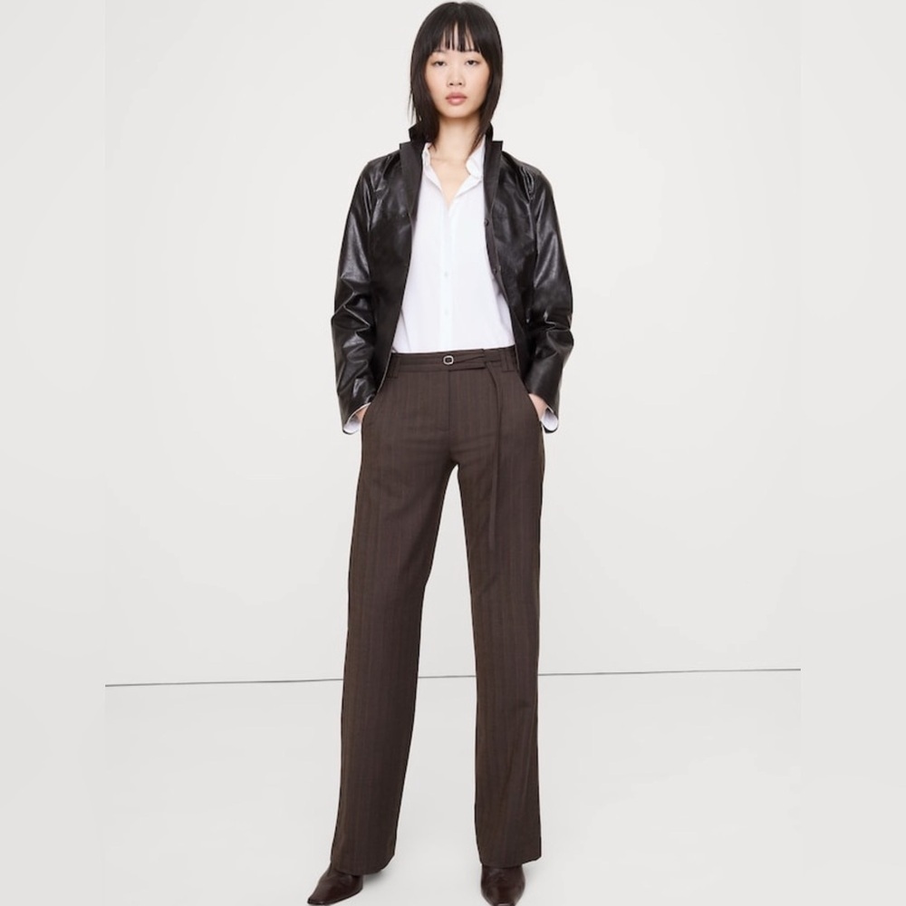 NWT Banana Republic Mid Rise Straight Wool Blend Flannel Pant Sz 10. (#826928)